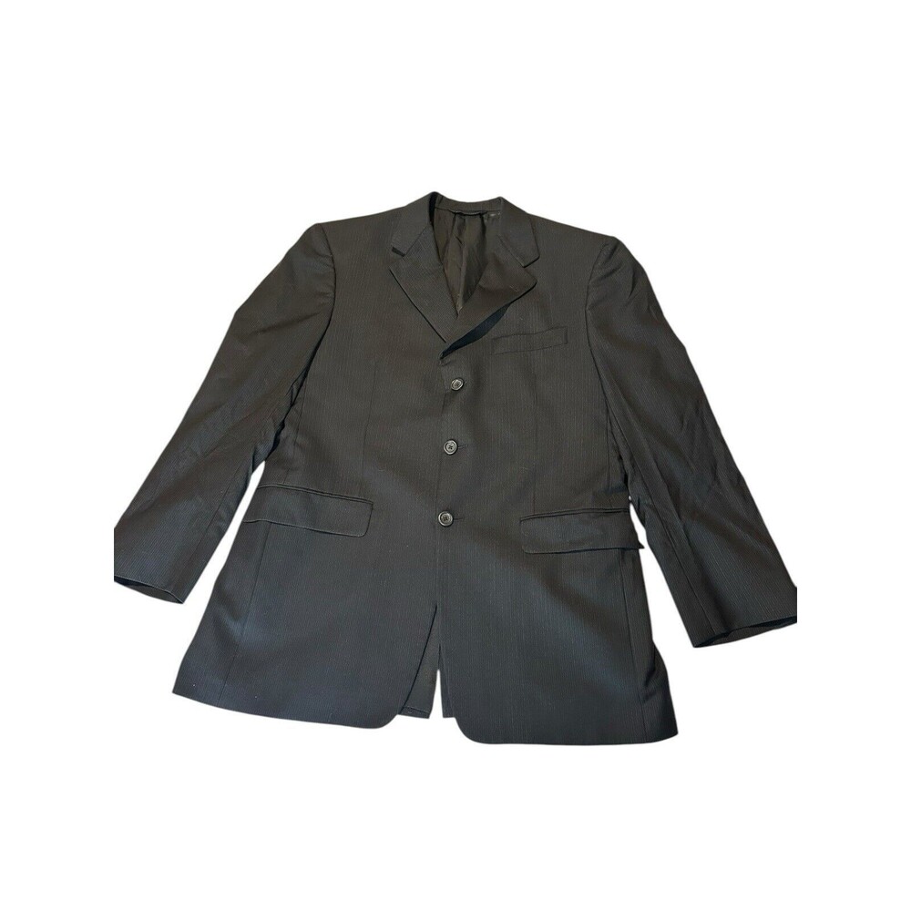 Burberry London 100% Wool Suit Blazer Men 40R Black Inner Pockets #UV2-3